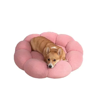 Luxury High Quality New Design Cat Bed Comfortable Round Petal Shape With Durable Fabric And Removable Washable Cover