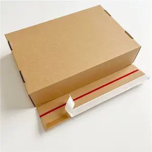 Recyclable 11x11x5cm Flat Boxes Gifts Packaging Brown Kraft Paper Mailer Corrugated Board Strong Glue Tape Zipper Box For Wallet