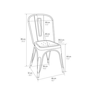 Set di 4 sedie in metallo con schienale grigio, stile industriale per interni - Product Image 3