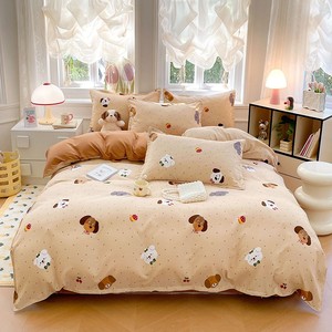 Vente directe d'usine respectueux de la peau 2.6KG 2.0m épaissi coton lavé imprimé literie quatre pièces brossé ensemble bambou fibre remplissage - Product Image 5