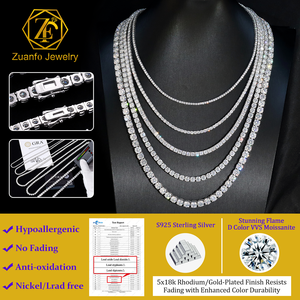 Pulseira de Tênis de Moissanite de Alta Qualidade, Prata Esterlina 925, Passa no Teste de Diamante, Estilo Hip Hop, 2mm 3mm 4mm 5mm 6.5mm - Product Image 5