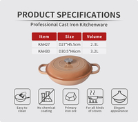 Vente en gros d'accessoires de cuisine modernes casseroles peu profondes en fonte émaillée ustensiles de cuisine thermos casserole ronde avec couvercle