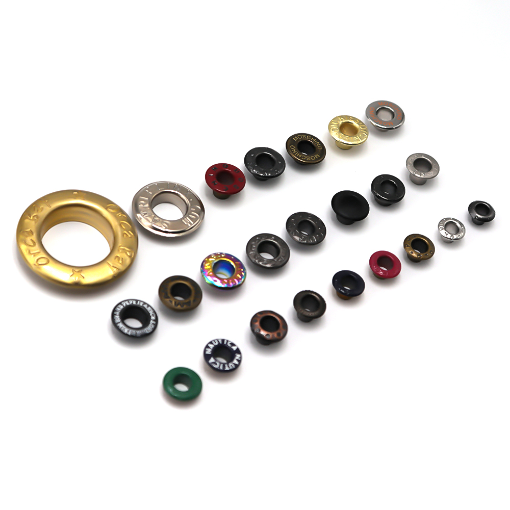 Пользовательский логотип Красная роспись круглые ушко аксессуары для одежды веко орнамент латунные ушко