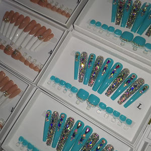 Nuevas Uñas Acrílicas Hechas a Mano MISS U NAILS, Tipo Ataúd/Almendra, Tamaños S/M/<span class=keywords><strong>L</strong></span>, Cajas con Logotipo Personalizado, Diseño Grueso - Product Image 6