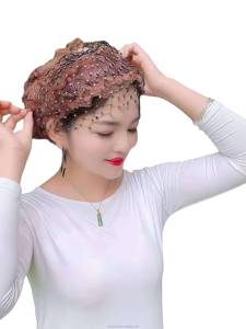 Casquette en dentelle pour femme, populaire et écologique, respirante, ornée de perles, polyvalente, pour toutes les saisons - Product Image 1