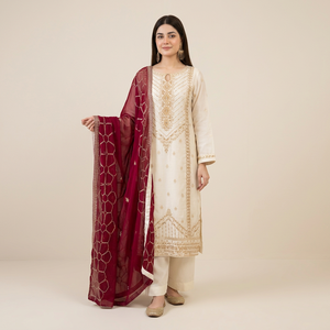 Indian Boutique Designer White Embroidered Trending <b>Top</b> and Plazzo with Heavy Dupatta for Indian Wedding Womans Dress Party Wear - Product Image 1