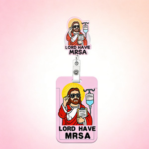 Cross-border Acrylic Priest Foundation Badge Scroll Sheet Easy-pull <b>Buckle</b> Retractable Badge <b>Clip</b> ID Card Sleeve - Product Image 1