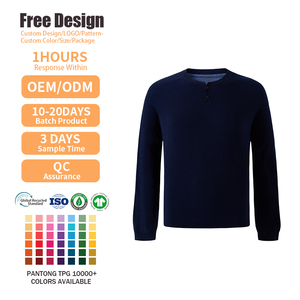 Pulls d'automne pour hommes tricots d'hiver haut de gamme personnalisés pull en laine mérinos respirant avec broderie de logo - Product Image 2