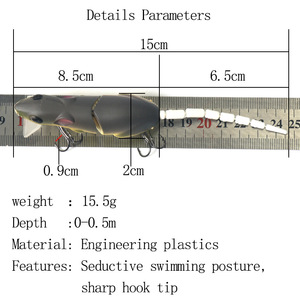 Señuelo de pesca segmentado Ya Jie para exteriores, 15.5 g, 15.5 cm, cebo duro para pesca de cabeza de serpiente - Product Image 3