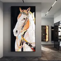 Peinture murale moderne imprimée UV Cheval pour entrée de maison, Décoration de chambre de luxe, Impressions sur verre, Peinture animale, Peinture sur porcelaine cristalline