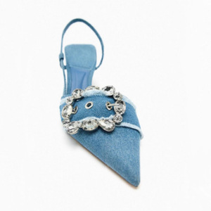 <span class=keywords><strong>Sandali</strong></span> <span class=keywords><strong>con</strong></span> rivetto a punta stile di moda <span class=keywords><strong>blu</strong></span> <span class=keywords><strong>Navy</strong></span> <span class=keywords><strong>con</strong></span> fibbia a punta in Denim da donna sandalo <span class=keywords><strong>con</strong></span> tacchi alti - Product Image 3