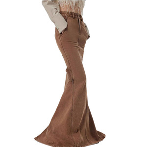 Robe en jean vintage pour femme avec ourlet sirène, jupe longue et poches, respirante, antistatique, style décontracté pour la saison d'automne - Product Image 3