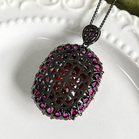 Collier unisexe haut de gamme anti-ternissement en cuivre écologique plaqué or 24 carats avec pendentif en zircon et chaîne à maillons classiques pour fiançailles