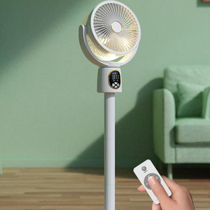 Điều Khiển Từ Xa Có Thể Sạc Lại Sàn Fan Kép Sử Dụng 5 Tốc Độ Lắc Đầu Chiều Cao Có Thể Điều Chỉnh Câm Fan Với Ánh Sáng Ban Đêm - Product Image 5