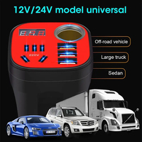 Cargador de Coche con 8 Puertos, Salida de CC 12V y CA 220V, Resistente al Agua, Doble USB, Encendedor de Cigarrillos, Convertidor de CA, Adaptador para Vehículo