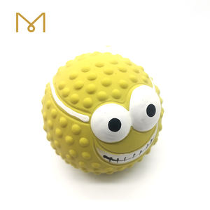 Squeaky प्राकृतिक रबर लेटेक्स भावनात्मक अभिव्यक्ति कुत्ते की गेंद मुस्कान के साथ खेल - Product Image 4