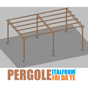 Pérgola de Jardín de Madera de Pino Impregnada 4 x 6 x 2.5 m Estilo Chino Fácil de Montar con Soportes Atornillables para Decoración de Jardín - Product Image 1