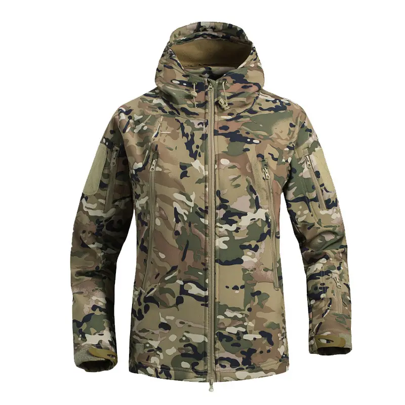 Yakeda Waterproof Outdoor CP Camouflage Hoodie Multicolor Combat Training Outer Garment Men Softshell Tactical Jacket