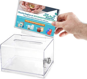 Scatola per Donazioni in Acrilico Trasparente per Feste, Matrimoni, Inviti, <span class=keywords><strong>Bomboniere</strong></span>, Grande Scatola Regalo per Ospiti con Serratura - Product Image 3