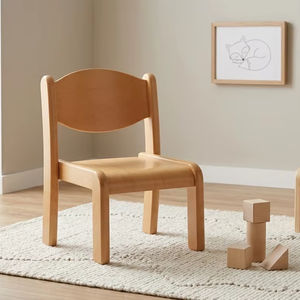 Silla Infantil Montessori de Madera para Guardería, Asiento de Madera Contrachapada de Haya Natural con Patas de Plástico y Diseño Fijo con Deslizadores - Product Image 1