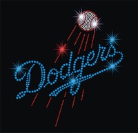 Transferts thermocollants personnalisés en strass pour t-shirt, motif chat Dodger, logo sportif imprimé, Los Angeles LA