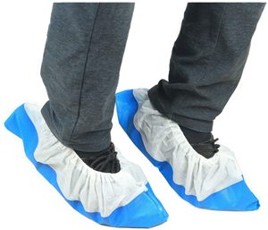 Cubre Zapatos Desechables HR Blancos de Polipropileno, Antideslizantes, Impermeables, con Doble Capa en la Parte Inferior y Suela Recubierta de Plástico Blanco - Product Image 6