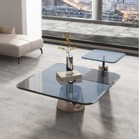 Nordique De Luxe Moderne Salontafel Couchtisch Marbre Top End Coffes Table Ensemble Canapé Côté Ronde En Verre Table Basse