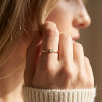 Anillo de Dedo de Acero Inoxidable con Zirconia, Chapado en Oro de 18K, Joyería de Boda para Mujer