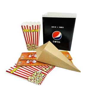 Fabriek Groothandel Biologisch Afbreekbare Popcorn Box Afhaalmaaltijden Friet Chips Doos Aanpasbare Verpakking Voor Voedsel