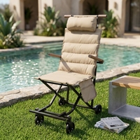 Chaise de camping pliable avec roues pour l'extérieur, fauteuil roulant mobile pour le camping – Offre spéciale