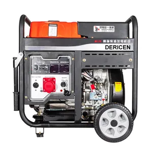 Dericen Generator Diesel 380V, Generator Rumah Tangga Konvensional 5KW 6, 5KW, 8KW, Mulai Tangan Tiga Fase
