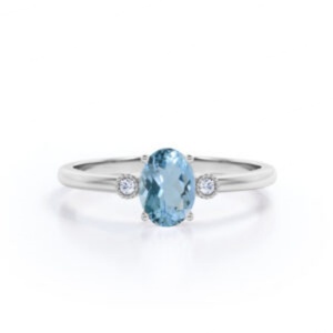 Anillo de Boda de Plata de Ley 925 Chapado en Oro Blanco con Aguamarina Azul Mar, Joyería de Ángel con Piedras Preciosas - Product Image 5