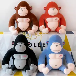 Grosir Pabrik Multi ukuran mainan boneka gorila monyet lembut hewan kebun binatang lucu untuk anak-anak dewasa