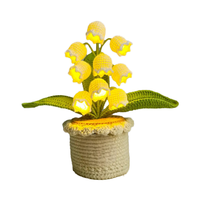 Tanaman Pot Lily Valley Baru Tiba, Bunga Rajut Buatan Tangan Multi-Kepala dari Benang Wol, Hiasan Bunga Rajut untuk Tahun Baru Imlek