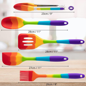 Heat Resistant <b>Rainbow</b> Cooking Utensils Silicone Spoon Spatula Ladle Cooking Utensil Set for Kitchen - Product Image 2