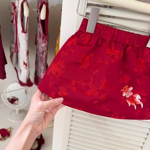 Tongxingyuan Baby Girls Red Chinese Style Vest Skirt Set Thickening Floral Winter Outfit - Product Image 4