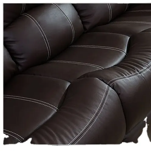 Sofá reclinable para sala de estar, colección de cuero marrón genuino, con mesa de caída, 2022