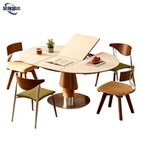Mesa de Comedor Extensible de Estilo Vintage Jinruishengda con Superficie de Piedra |   Mesa Plegable Ovalada de Doble Uso para Hogares Pequeños