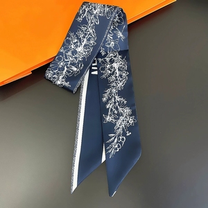 Factory OEM ODM Custom Designer Twill Silk Ribbon Scarf Digital Printed Imitation Silk Scarf for Women <strong>Head</strong> Handbag Hair <strong>Wraps</strong> - Product Image 2