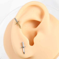 Bijoux de corps en titane ASTM F136, PVD 18K, CZ, pour piercing de cartilage d'oreille, style Punk Gothique Y2K Egirl, unisexe homme femme, cadeau de fête