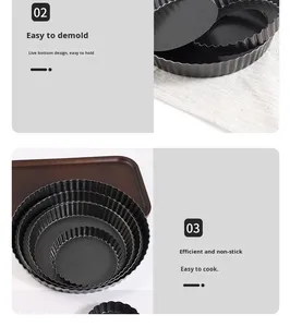 กระทะทาร์ตขนาด8นิ้วกระทะสำหรับใช้ในครัวที่บ้าน3.75In ผลิตภัณฑ์พาย<span class=keywords><strong>ไข่</strong></span>คัสตาร์ดกระทะเหล็กไม่ติดกระทะขนาด9นิ้ว - Product Image 6