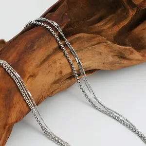 Versatile Stainless Steel Silver Color Multi-Layer Necklace Non-Fading Plain Chain Collarbone Gift For Any Occasion