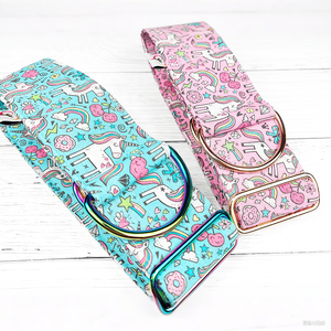 Colorido patrón estampado lindo unicornio perro <span class=keywords><strong>Collar</strong></span> ancho pulgadas Rosa galgo Luxe tela mascota proveedor Oem Slip Martingale perro <span class=keywords><strong>Collar</strong></span> - Product Image 4