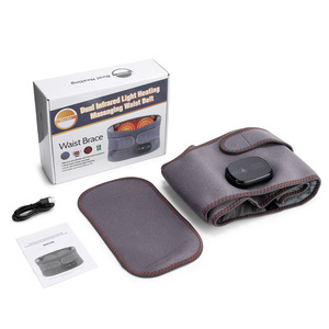 Red Light Heated Waist Belt Electric <b>Vibration</b> Massager Digital Display Velcro Strap Back Pain Relief Rechargeable - Product Image 1
