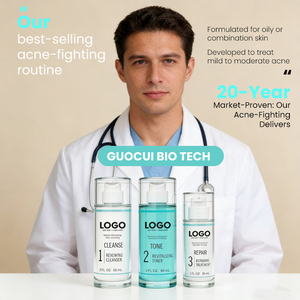OEM/ODM – Trio 3 Pièces Doux pour Peaux Sensibles : Nettoyant Anti-Acné, Réparateur et Atténuateur de Marques, Non Irritant, Élimine les Cellules Mortes et les Imperfections - Product Image 4