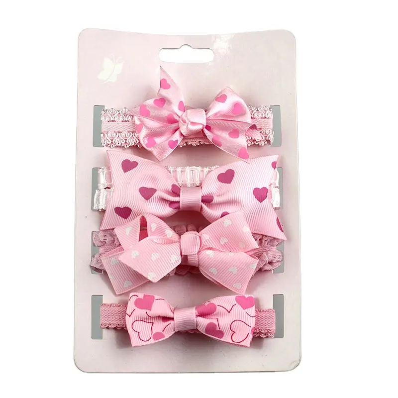 Bandeau de cheveux avec nœud papillon mignon, rose, accessoires élastiques, pour bébés et enfants, vente en gros, 10 pièces