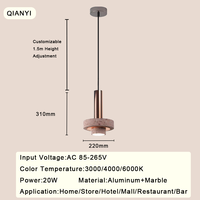Luminaire suspendu en terrazzo de travertin nordique, salle à manger, style minimaliste, tube linéaire en marbre, lustre de haute qualité pour la décoration de la maison
