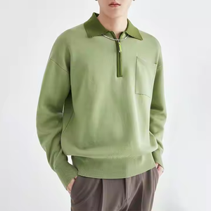 <span class=keywords><strong>Polo</strong></span> de punto con cremallera de cuarto personalizado para hombre, <span class=keywords><strong>Polo</strong></span> de punto con <span class=keywords><strong>cuello</strong></span> para hombre, <span class=keywords><strong>Polo</strong></span> cálido de invierno con cremallera de color sólido a la moda - Product Image 6