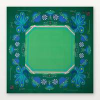 Alas Mahjong Tema Pohon Persik Mewah dan Populer dengan Karet Alami Anti Selip Multi-warna 800mm * 800mm, Tersedia Secara Lokal dalam Stok