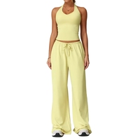 Ensemble de survêtement athleisure sportif pour femmes adultes, collection automne 2025, anti-transpiration, avec pantalon de jogging ample à jambes larges et combinaison de danse, 2 pièces